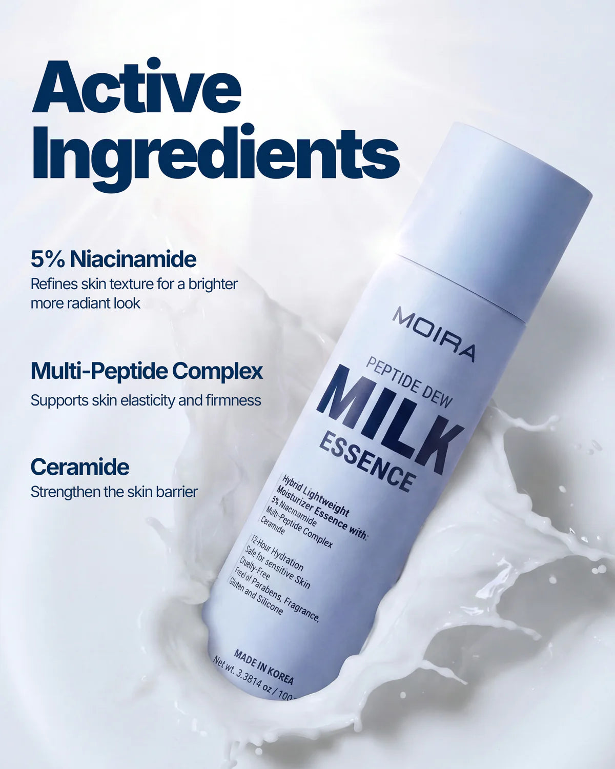 MOIRA Peptide Dew Milk Essence – Esencia Hidratante con Péptidos y Niacinamida